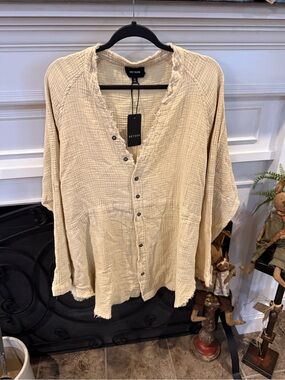 Heyson Cream Button-Front Gauze Shirt - Relaxed Women's Top